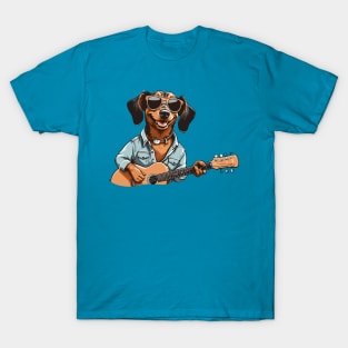 Dachshund Playing Guitar T-Shirt